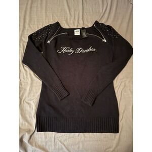 Harley Davidson Black Size L Sweater Embroidered Logo